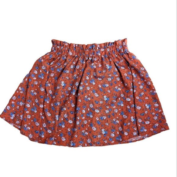 🛍️ORANGE FLORAL SKIRT VERY LIGHTWEIGHT AND FLOWY - Picture 1 of 1